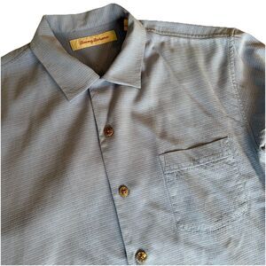 Tommy Bahama Shirt Mens Small Blue Silk Short Sleeve Button Front Camp Island